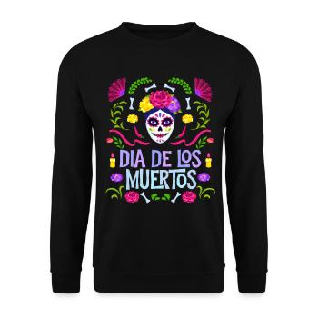 Dia-de-los-Muertos, La-Catrina sugar-skull, Mexico - Unisex Sweatshirt - black - Front - Alina (178cm) & Michal (187cm)