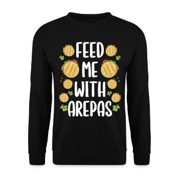 Venezuelan Arepa Feed me with Colombian Food - Unisex Sweatshirt - black - Front - Alina (178cm) & Michal (187cm)