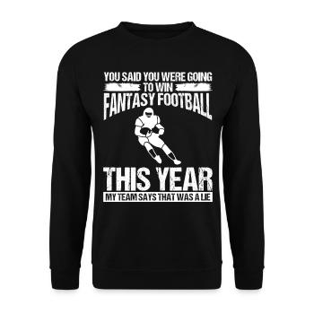 Joueur de football Fantasy Équipe de football drôle - Sweat-shirt Unisexe - noir - Devant - Alina (178cm) & Michal (187cm)