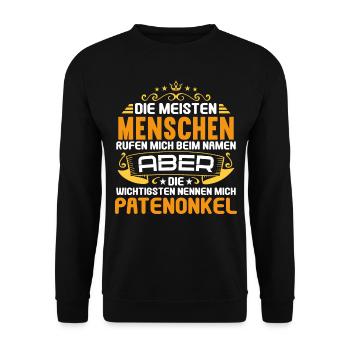 Die wichtigsten nennen mich Patenonkel Patenkind - Unisex Pullover - Schwarz - Vorne - Alina (178cm) & Michal (187cm)