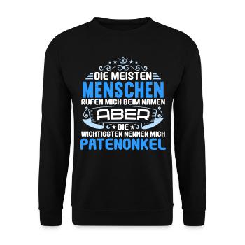 Die wichtigsten nennen mich Patenonkel Patenkind - Unisex Pullover - Schwarz - Vorne - Alina (178cm) & Michal (187cm)