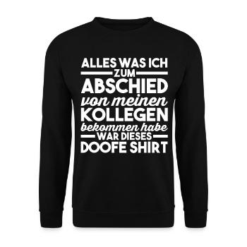 Abschied Arbeitskollege Neuer Job Jobwechsel - Unisex Pullover - Schwarz - Vorne - Alina (178cm) & Michal (187cm)