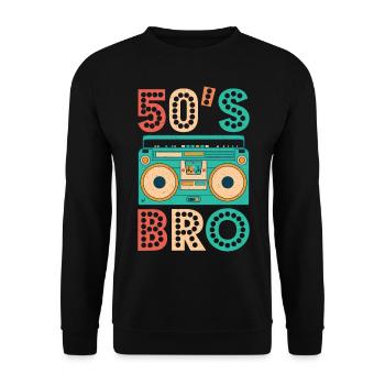 50s Bro Vintage Cassette Shirt 1950s Retro Vintage - Unisex Sweatshirt - black - Front - Alina (178cm) & Michal (187cm)