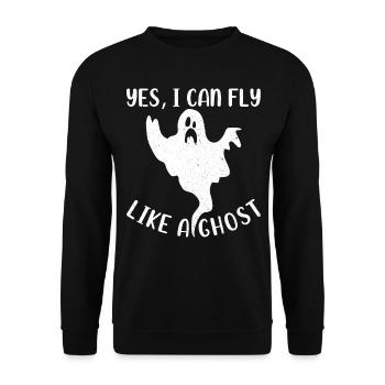Halloween Ghost I Yes, I can fly like a ghost - Unisex Sweatshirt - black - Front - Alina (178cm) & Michal (187cm)