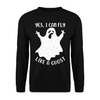 Funny ghost I Yes I can fly like a ghost - Unisex Sweatshirt - black - Front - Alina (178cm) & Michal (187cm)