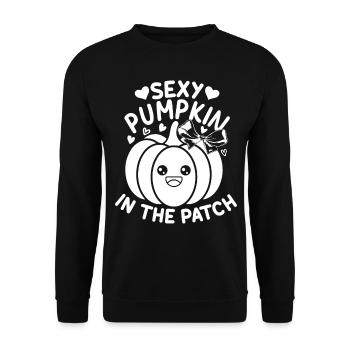 Halloween Sexy Pumpkin I Citrouille Sexy en Patch - Sweat-shirt Unisexe - noir - Devant - Alina (178cm) & Michal (187cm)