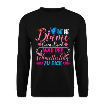Schmetterling Blumen Natur - Unisex Pullover - Schwarz - Vorne - Alina (178cm) & Michal (187cm)