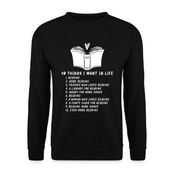 Reading Book Literature Bookworm Learning - Unisex Pullover - Schwarz - Vorne - Alina (178cm) & Michal (187cm)