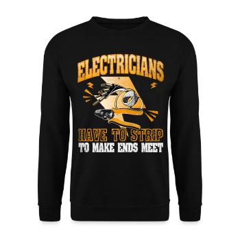 Les électriciens se déshabillent pour joindre les deux bouts avec Elektriker - Sweat-shirt Unisexe - noir - Devant - Alina (178cm) & Michal (187cm)