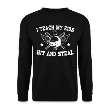 I Teach My Kids To Hit And Steal Softball Papa - Unisex Sweatshirt - black - Front - Alina (178cm) & Michal (187cm)