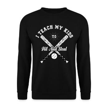 I Teach My Kids To Hit And Steal Softball Papa - Unisex Sweatshirt - black - Front - Alina (178cm) & Michal (187cm)