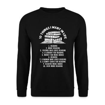 Lesen Buch Literatur Bücherwurm Lernen - Unisex Pullover - Schwarz - Vorne - Alina (178cm) & Michal (187cm)