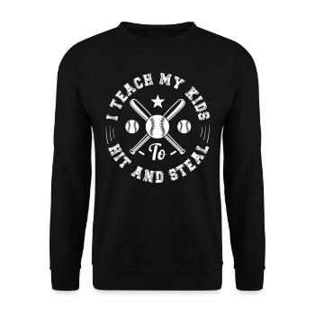 I Teach My Kids To Hit And Steal Softball Papa - Unisex Sweatshirt - black - Front - Alina (178cm) & Michal (187cm)