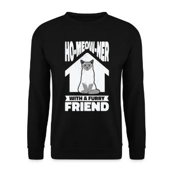 Neuer Hausbesitzer Miau Katze Katzenbesitzer - Unisex Pullover - Schwarz - Vorne - Alina (178cm) & Michal (187cm)