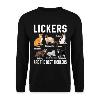 Funny Lickers Are The Best Ticklers Cat Feline - Unisex Sweatshirt - black - Front - Alina (178cm) & Michal (187cm)