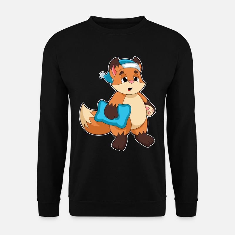 Fuchs mit Schlafmütze - Unisex Pullover - Schwarz