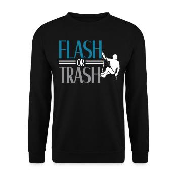 Flash or Trash Rock Climber Boulderer Bouldering - Unisex Sweatshirt - black - Front - Alina (178cm) & Michal (187cm)