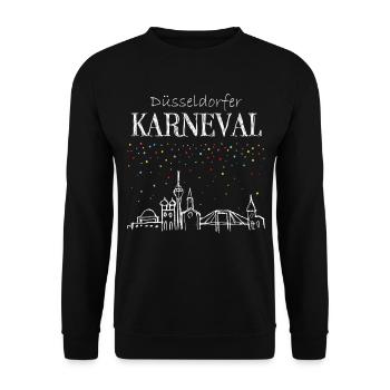 Skyline Düsseldorf Karneval Konfetti Fastelovend - Unisex Pullover - Schwarz - Vorne - Alina (178cm) & Michal (187cm)