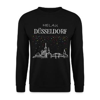 Skyline Düsseldorf Karneval Helau Kostümersatz - Unisex Pullover - Schwarz - Vorne - Alina (178cm) & Michal (187cm)