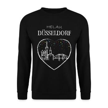 Skyline Düsseldorf Karneval Helau Fasching Jeck - Unisex Pullover - Schwarz - Vorne - Alina (178cm) & Michal (187cm)