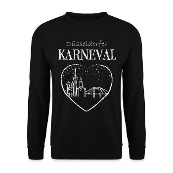 Skyline Düsseldorf Karneval Helau Fasching Narr - Unisex Pullover - Schwarz - Vorne - Alina (178cm) & Michal (187cm)