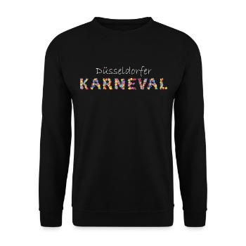 Düsseldorfer Karneval Koneffti Narr Närrin Jeck - Unisex Pullover - Schwarz - Vorne - Alina (178cm) & Michal (187cm)