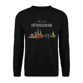 Skyline Düsseldorf Karneval Helau Fasching - Unisex Pullover - Schwarz - Vorne - Alina (178cm) & Michal (187cm)