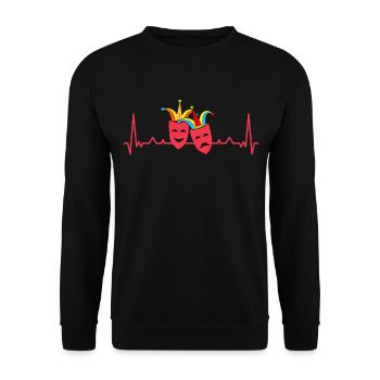 Karneval Fasching Konfetti Jeck Karnevalsverein - Unisex Pullover - Schwarz - Vorne - Alina (178cm) & Michal (187cm)
