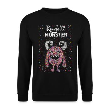 Kölner Konfetti Monster Karneval Fasnacht Jeck - Unisex Pullover - Schwarz - Vorne - Alina (178cm) & Michal (187cm)