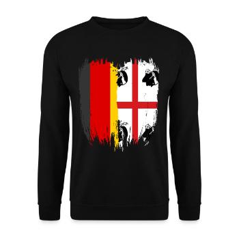 Sarde Sardische Flagge Sardegna Sardinien - Unisex Pullover - Schwarz - Vorne - Alina (178cm) & Michal (187cm)