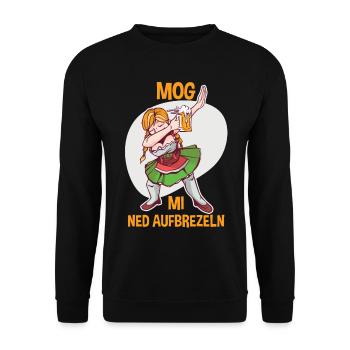 Trachten München Dirndl - Unisex Pullover - Schwarz - Vorne - Alina (178cm) & Michal (187cm)