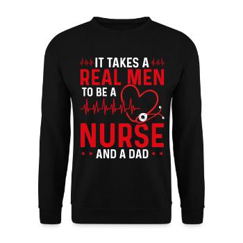 Soins infirmiers Masculins Il faut un vrai homme pour être infirmier - Sweat-shirt Unisexe - noir - Devant - Alina (178cm) & Michal (187cm)