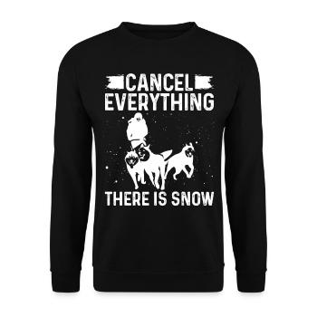 Husky Cancel everything there is Snow Mushing - Unisex Sweatshirt - black - Front - Alina (178cm) & Michal (187cm)