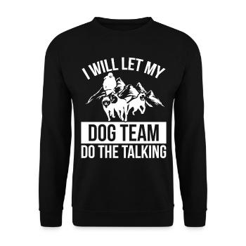 Alaska Mushing Dog Team Sled Dog Racing Husky - Unisex Sweatshirt - black - Front - Alina (178cm) & Michal (187cm)