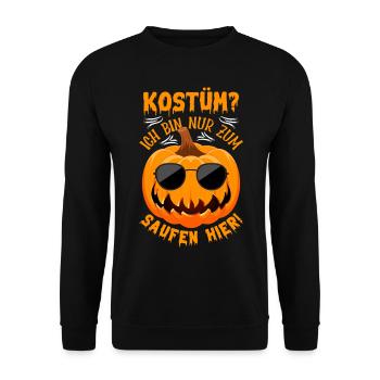 Halloween Kürbis I Kostüm? Ich bin nur zum Saufen - Unisex Pullover - Schwarz - Vorne - Alina (178cm) & Michal (187cm)