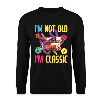 90er Jahre Outfit 80er Jahre Party 90's Motto - Unisex Pullover - Schwarz - Vorne - Alina (178cm) & Michal (187cm)