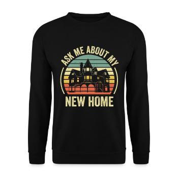 Neuer Hausbesitzer Einweihung Lustig Frag mich - Unisex Pullover - Schwarz - Vorne - Alina (178cm) & Michal (187cm)