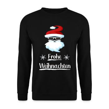 Weihnachtsmann Nikolaus mit Sonnenbrille - Unisex Pullover - Schwarz - Vorne - Alina (178cm) & Michal (187cm)