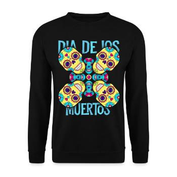 Dia-De-Los-Muertos, Crâne de sucre, Crâne, Crâne - Sweat-shirt Unisexe - noir - Devant - Alina (178cm) & Michal (187cm)