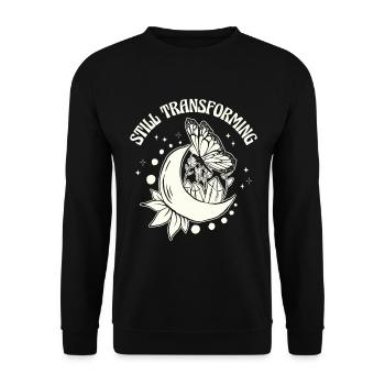 Himmlischer Schmetterling Transforming Galaxy - Unisex Pullover - Schwarz - Vorne - Alina (178cm) & Michal (187cm)