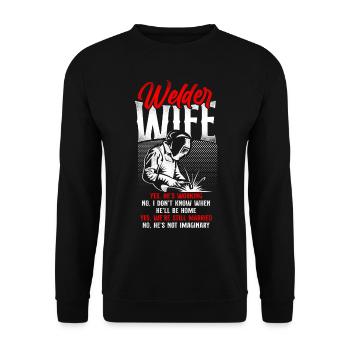 Welder Welding Wife Vintage Welder - Unisex Pullover - Schwarz - Vorne - Alina (178cm) & Michal (187cm)