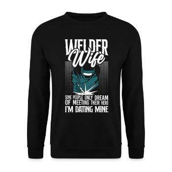 Welder Welding Marriage Wedding - Unisex Pullover - Schwarz - Vorne - Alina (178cm) & Michal (187cm)