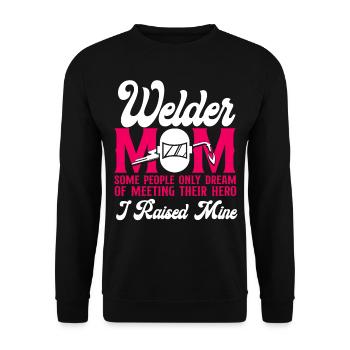 Welder Welding Mother Vintage - Unisex Pullover - Schwarz - Vorne - Alina (178cm) & Michal (187cm)