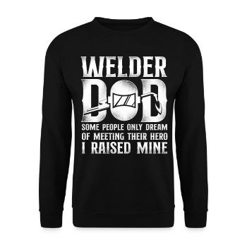 Welder Welding Father Vintage - Unisex Sweatshirt - black - Front - Alina (178cm) & Michal (187cm)
