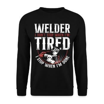 Welder Welding Vintage Welder I - Unisex Pullover - Schwarz - Vorne - Alina (178cm) & Michal (187cm)