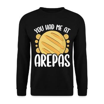 Colombian Food You had me at Arepas Lover Food - Unisex Sweatshirt - black - Front - Alina (178cm) & Michal (187cm)