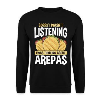 Arepas Lover Sorry wasnt listening Colombian Food - Unisex Sweatshirt - black - Front - Alina (178cm) & Michal (187cm)