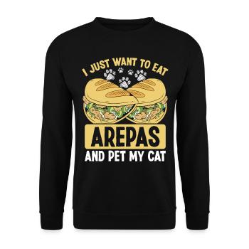 Colombian Food Arepas Lover Pet my Cat Owner - Unisex Sweatshirt - black - Front - Alina (178cm) & Michal (187cm)