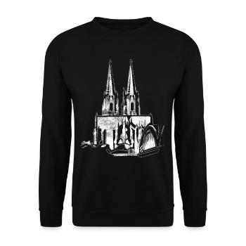 Cathédrale de Cologne Cologne Kölle Carnaval de Cologne Skyline - Sweat-shirt Unisexe - noir - Devant - Alina (178cm) & Michal (187cm)