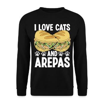 Venezuelan Food Cat Owner Arepas Lover Colombian - Unisex Sweatshirt - black - Front - Alina (178cm) & Michal (187cm)